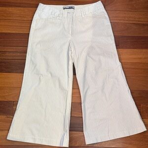 Star City White Pinstriped Cropped Wide-Leg Pants
